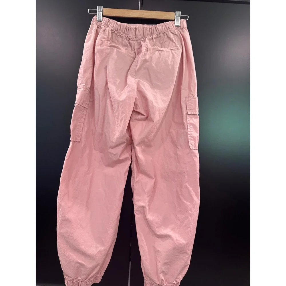 Gap Kids Pink Cotton Cargo Jogger Pants Girls XXL 14-16 Elastic Waist Snap Cuffs
